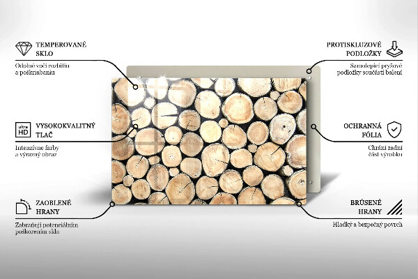 Skleněná deska za sporák Dřevěné kmeny stromů