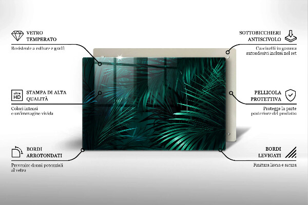 Skleněná deska za sporák Listy divoké džungle