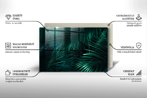 Skleněná deska za sporák Listy divoké džungle