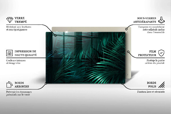 Skleněná deska za sporák Listy divoké džungle