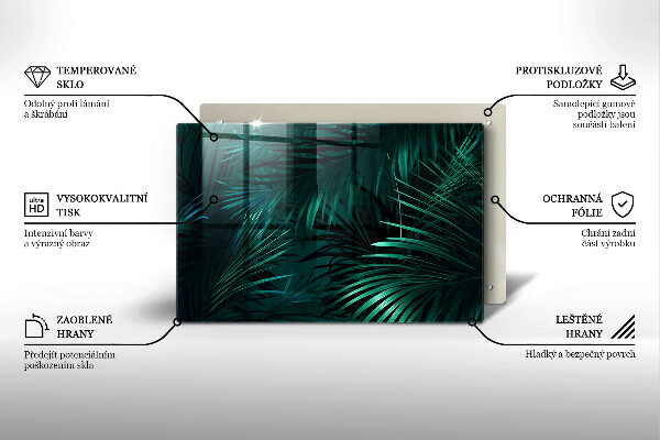 Skleněná deska za sporák Listy divoké džungle