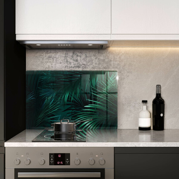 Skleněná deska za sporák Listy divoké džungle