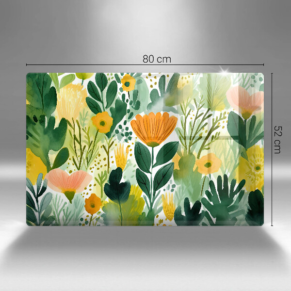 Skleněná deska za sporák Malované květiny