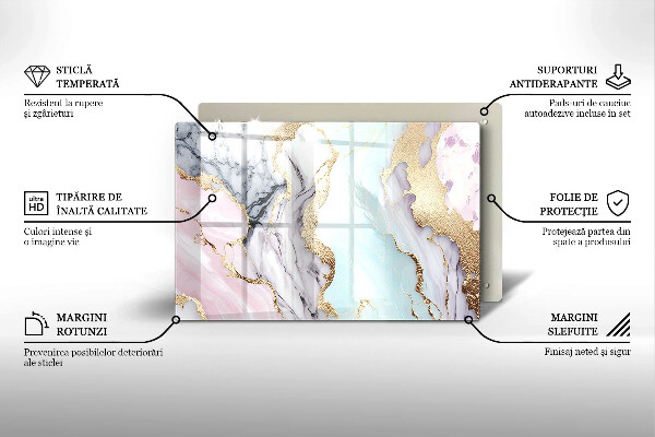 Skleněná deska za sporák Pastelový mramor