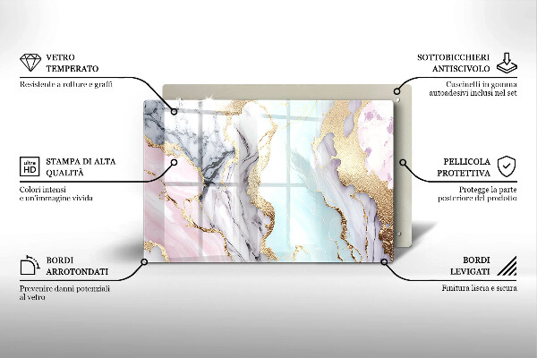 Skleněná deska za sporák Pastelový mramor
