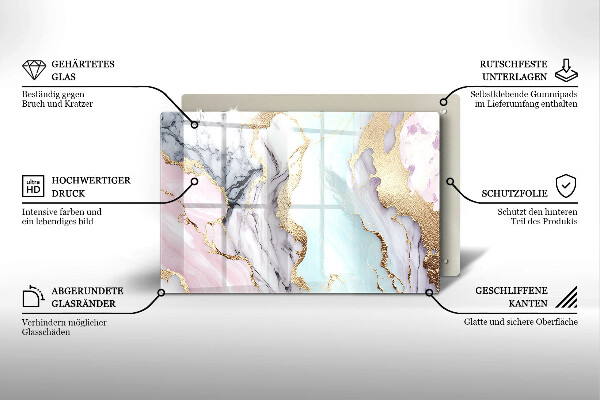 Skleněná deska za sporák Pastelový mramor