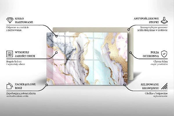 Skleněná deska za sporák Pastelový mramor