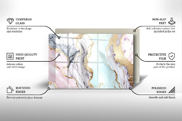 Skleněná deska za sporák Pastelový mramor