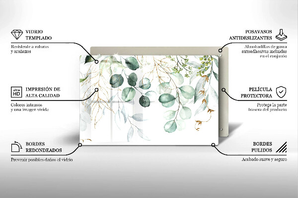 Skleněná deska za sporák Malované rostliny