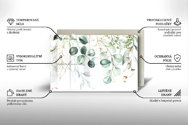 Skleněná deska za sporák Malované rostliny