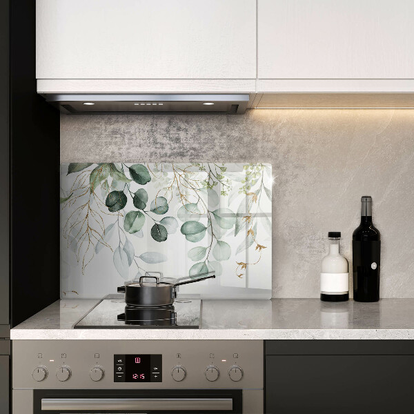 Skleněná deska za sporák Malované rostliny