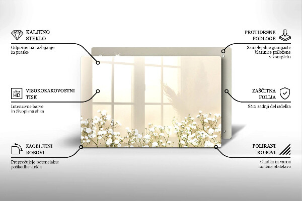 Skleněná deska za sporák Sádrové boho květiny