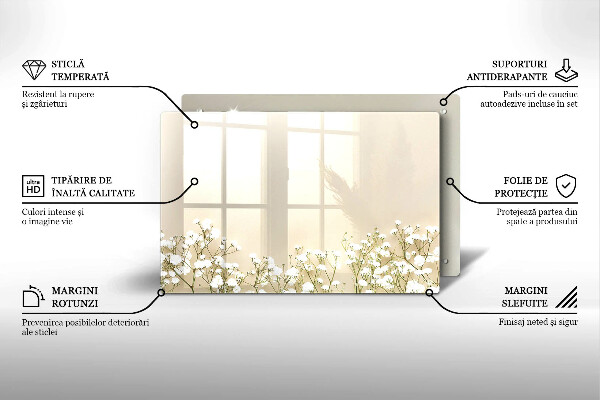 Skleněná deska za sporák Sádrové boho květiny