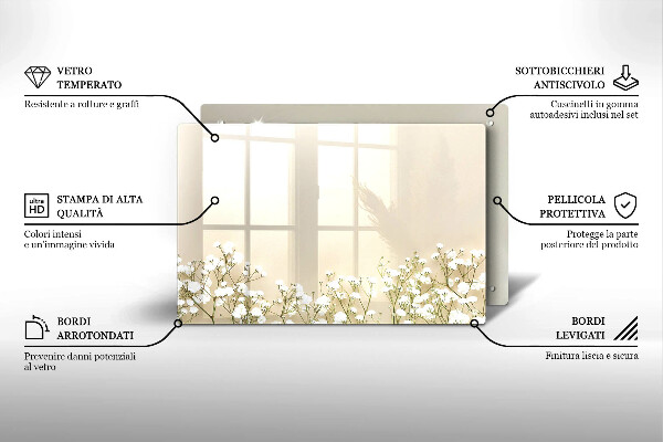 Skleněná deska za sporák Sádrové boho květiny