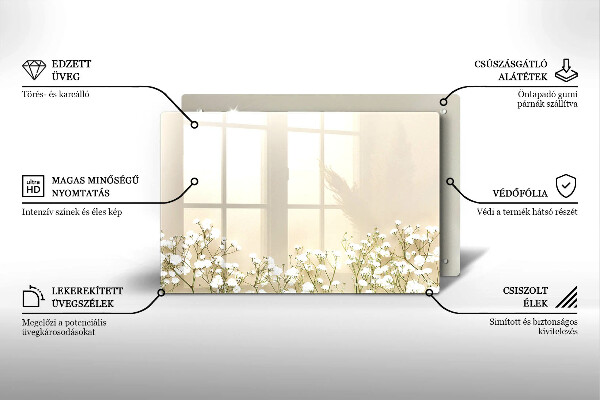 Skleněná deska za sporák Sádrové boho květiny