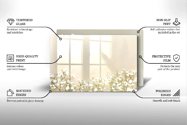 Skleněná deska za sporák Sádrové boho květiny