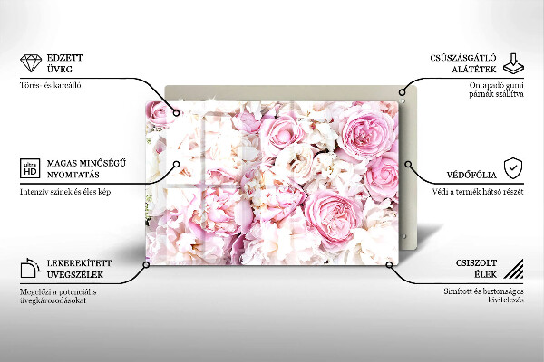 Skleněná deska za sporák Pivoňková kytice