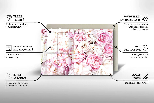 Skleněná deska za sporák Pivoňková kytice