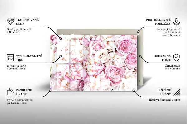 Skleněná deska za sporák Pivoňková kytice