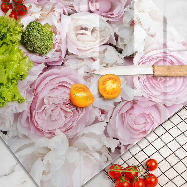 Skleněná deska za sporák Pivoňková kytice