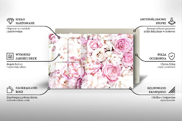 Skleněná deska za sporák Pivoňková kytice