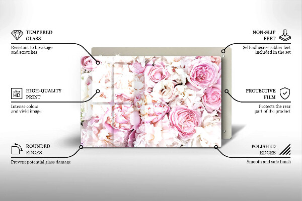 Skleněná deska za sporák Pivoňková kytice