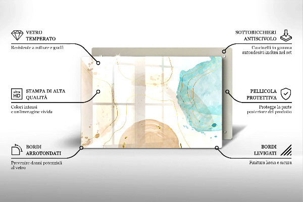 Skleněná deska za sporák Světlé boho tvary