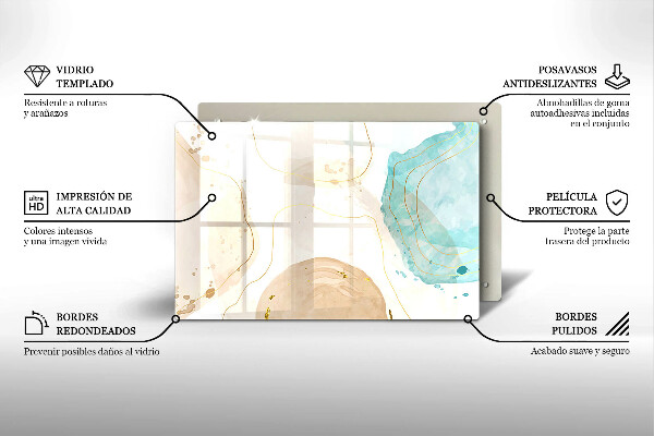 Skleněná deska za sporák Světlé boho tvary