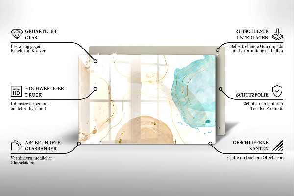 Skleněná deska za sporák Světlé boho tvary