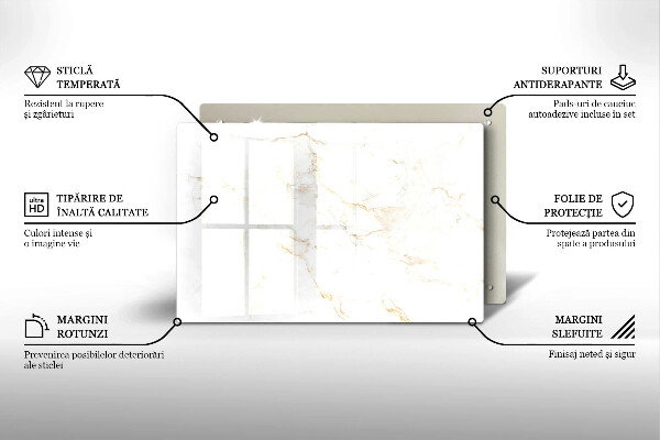 Skleněná deska za sporák Elegantní mramorový kámen