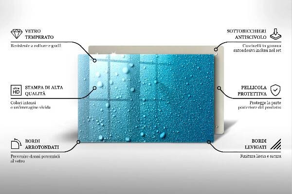 Skleněná deska za sporák Kapky vody
