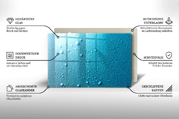 Skleněná deska za sporák Kapky vody