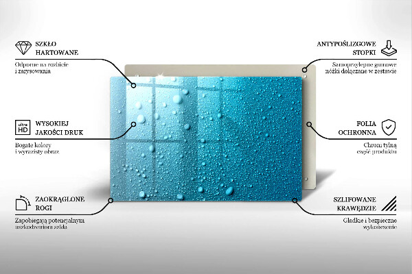 Skleněná deska za sporák Kapky vody