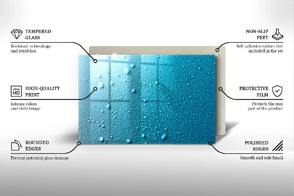 Skleněná deska za sporák Kapky vody