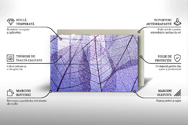 Skleněná deska za sporák Listy s žilnatinou