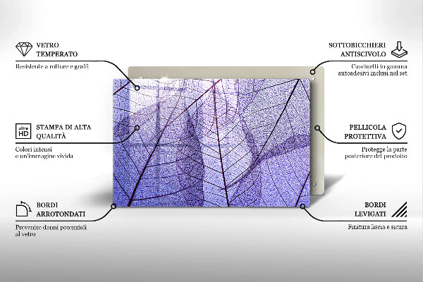 Skleněná deska za sporák Listy s žilnatinou