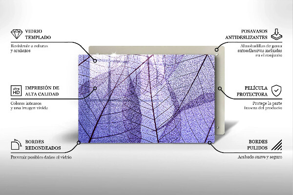Skleněná deska za sporák Listy s žilnatinou