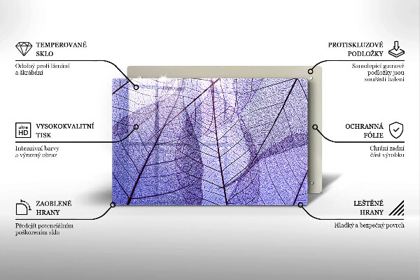 Skleněná deska za sporák Listy s žilnatinou