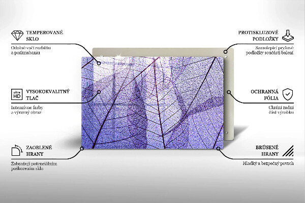 Skleněná deska za sporák Listy s žilnatinou