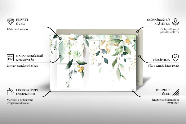 Skleněná deska za sporák Akvarel listy