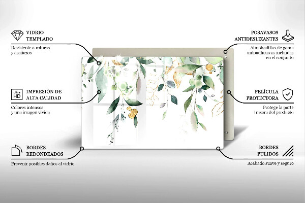 Skleněná deska za sporák Akvarel listy