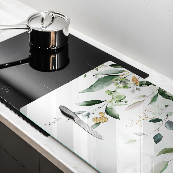 Skleněná deska za sporák Akvarel listy