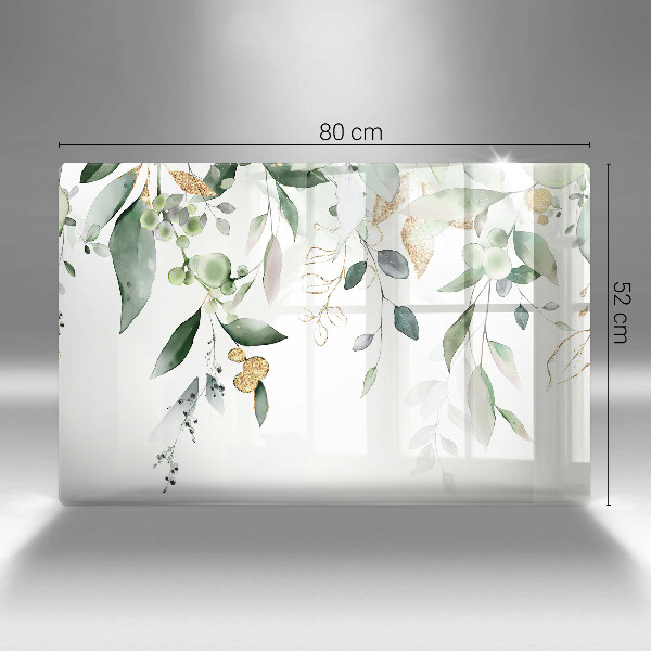 Skleněná deska za sporák Akvarel listy