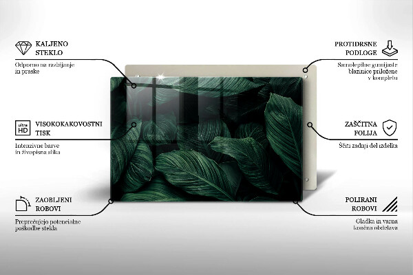 Skleněná deska za sporák Tmavé listy