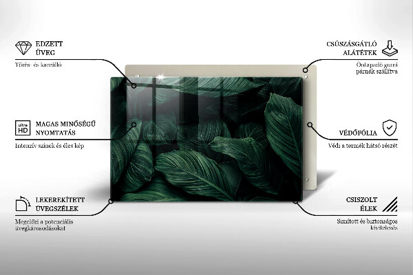 Skleněná deska za sporák Tmavé listy