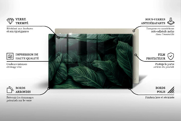 Skleněná deska za sporák Tmavé listy