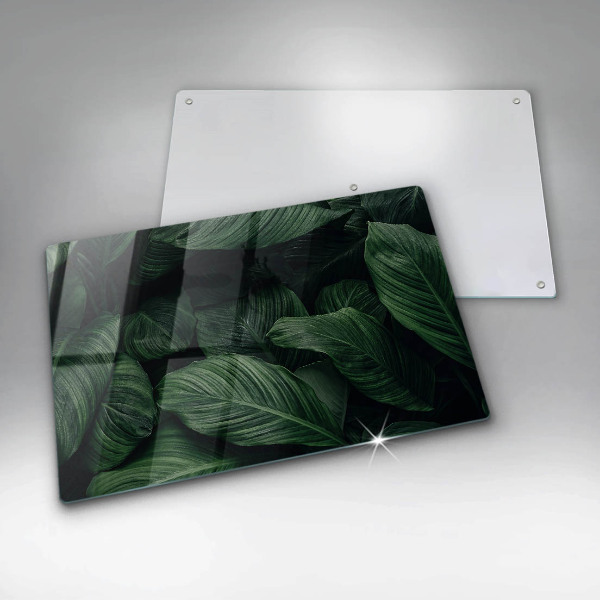 Skleněná deska za sporák Tmavé listy