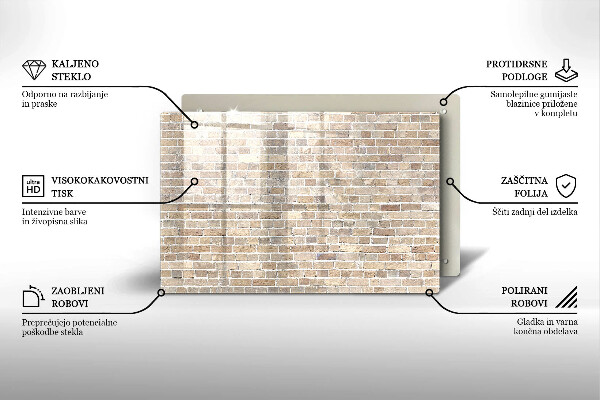 Skleněná deska za sporák Světlá cihlová zeď