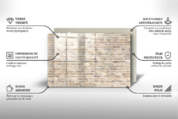 Skleněná deska za sporák Světlá cihlová zeď