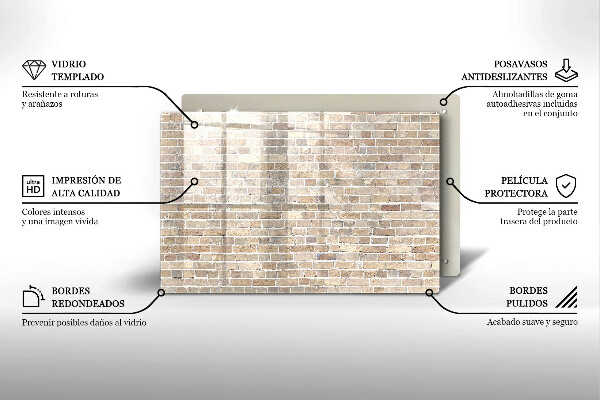 Skleněná deska za sporák Světlá cihlová zeď